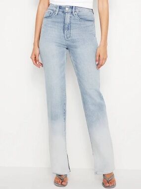 NWT Good American Good Boy Straight Jeans with Slit Detail